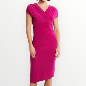 VINCE CAMUTO Magenta Cap Sleeve Asymmetric Hem Body-Con Dress Size 2 NWT